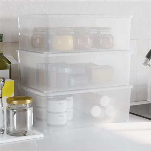 Non Communiqué Boîtes De Rangement En Plastique 3 Pcs 10 L Empilables