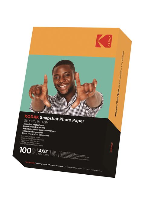 Kodak Snapshot Photo Paper - Papiers Photo Instantanes, Finition Brillante, Pack De 100 Feuilles De Papier Photo, Format 102 X 152Mm, 180 Gsm, Compatible Avec Imprimantes Jet D'Encre