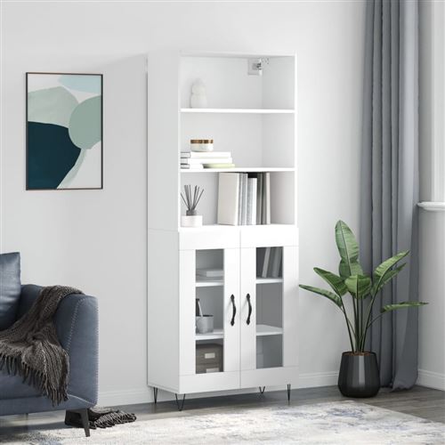 vidaXL - Buffet Haut - 69,5x34x180 cm - Blanc - Image 3