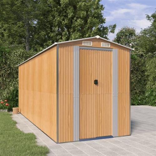Vidaxl Abri De Jardin Marron Clair 192x523x223 Cm Acier Galvanis&eacute;