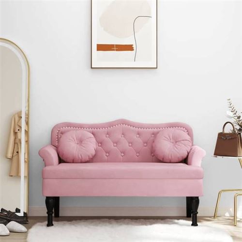 vidaXL Banc avec coussins rose 120,5x65x75 cm velours