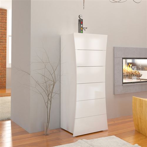 Commode Chambre 6 Tiroirs Blanc Brillant Arco Septet