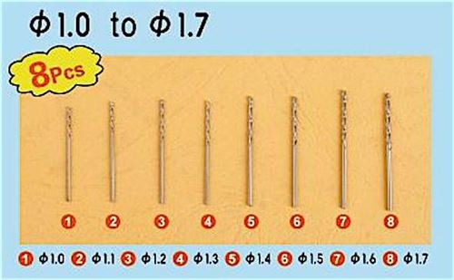 Twist forage Auger Bit Set 2 « (1,0 à 1,7 mm 8 pièces ea)