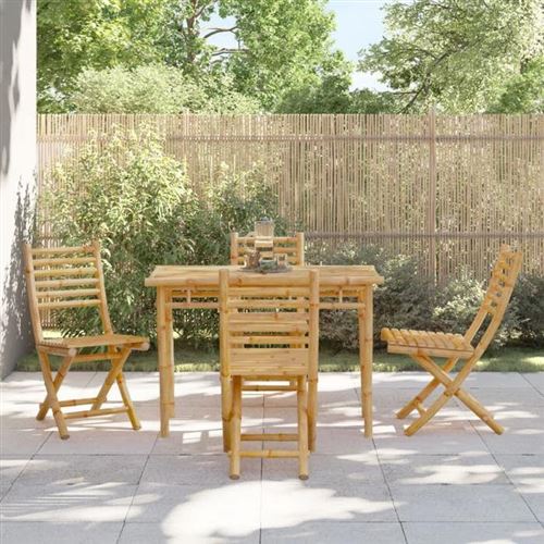 VIDAXL - Lot de 4 Chaises Pliables de Jardin - Bambou - 43x54x88 cm - Image 2