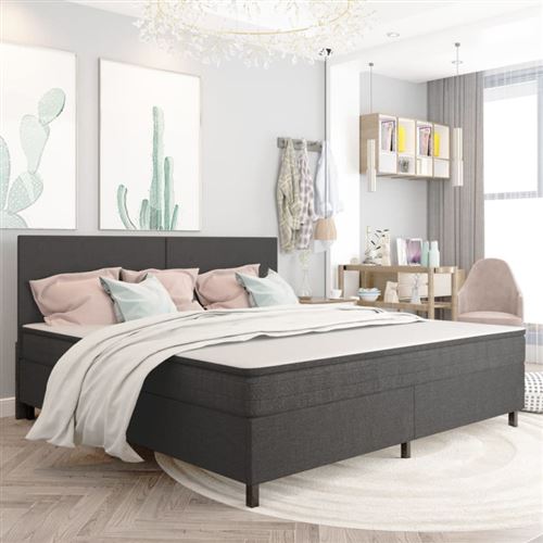 Vidaxl sommier tapissier gris fonc&eacute; tissu 200x200 cm 3054793
