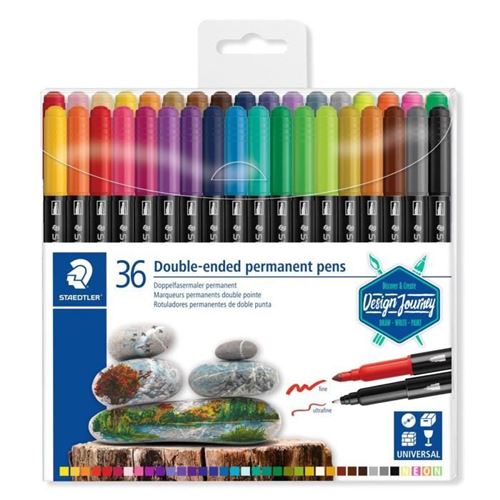 Feutres Permanents Staedtler Multicolore - 36 Feutres - Double Pointe Fine Et Ultra-Fine - 3 Mm