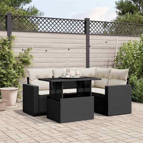 Vidaxl Noir Salon De Jardin 5 Pcs - Résine Tressée - Image 2