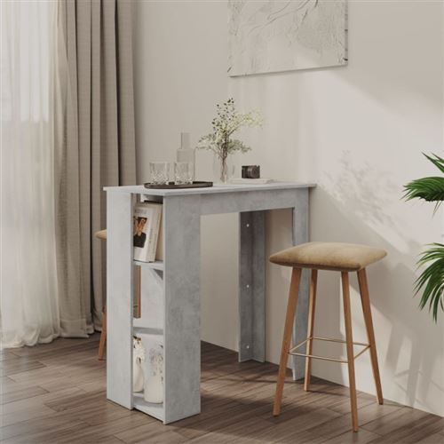 Table de bar avec étagère Gris béton Bois d ingénierie