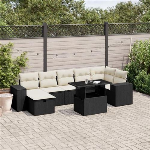 Non Communiqué Noir Salon De Jardin Modulable Vidaxl Rotin 8 Pieces X 62 X 69