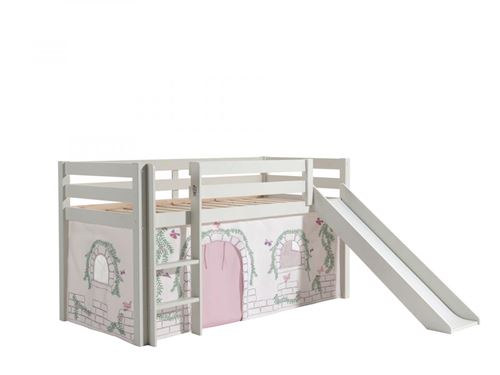 Non Communiqué Rouge Vipack Pino Lit Mezzanine Avec Toboggan + Rideau De Lit Birdy