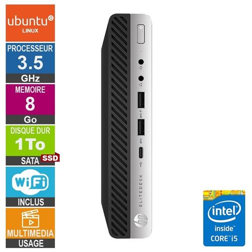 HP 600 G4 Mini i5-8500T 3.50Ghz 8Go/1To SSD WiFi Linux Ubuntu