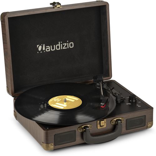 Audizio Rp114W Platine Vinyle Rétro Avec Haut-Parleurs Intégrés - Bois, Lecture 33/45 & 78 Tours