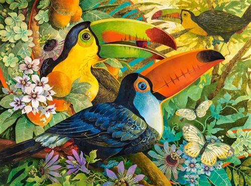 Puzzle adulte 3000 pieces famille de toucans dans les arbres - collection animaux et oiseaux