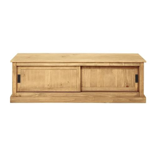 ESTEBAN Meuble TV 2 portes coulissantes en bois pin massif - L 140 x P 45 x H 45 cm
