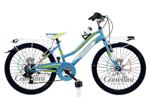 Vélo Fille Canellini VTT LINCY 24 6V Bleu/Vert
