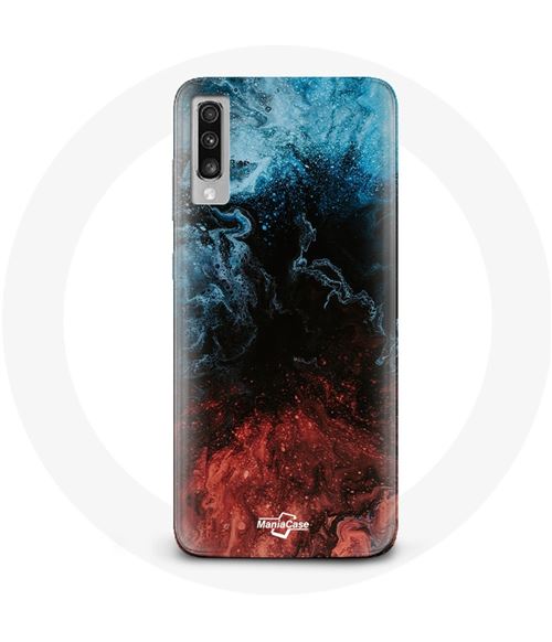Coque Samsung Galaxy A70 fond de texture abstraite rouge noir bleu Maniacase