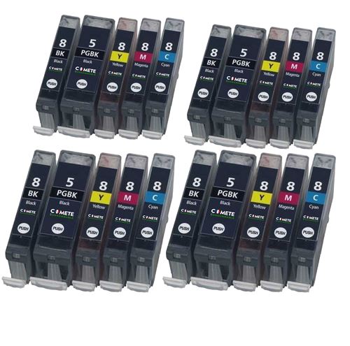 COMETE - CLI8 - 20 Cartouches d'encre Compatible Canon CLI-8BK - Noir et Couleur