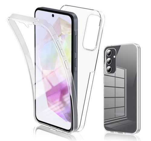 Coque pour Samsung Galaxy A55 5G - housse etui silicone gel 360 integrale + film ecran - TRANSPARENT - htdmobiles