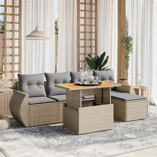 Non Communiqué Beige Vidaxl Salon De Jardin Avec Coussins 6 Pcs, Canapés De Terrasse, Ensemble De Meubles De Patio, Mobilier D'extérieur, 3275810