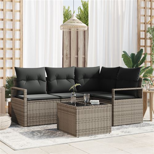 Non Communiqué Noir Ensemble De 4 Canapés De Jardin Avec Coussins En Poly Rattan