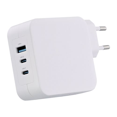 T'nB - Adaptateur secteur - GaN - 100 Watt - 5 A - PD, QC - 2 connecteurs de sortie (USB-C, USB type A) - sur le câble : USB-C - blanc