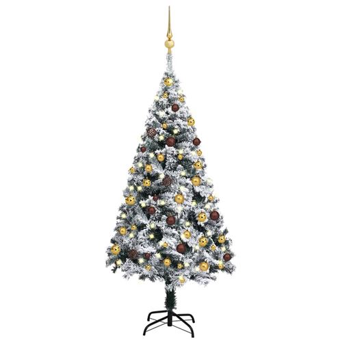vidaXL Arbre de Noël artificiel avec LED et boules Vert 120 cm