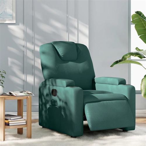Non Communiqué Vert Vidaxl Fauteuil Réglable Électrique Tissu Foncé