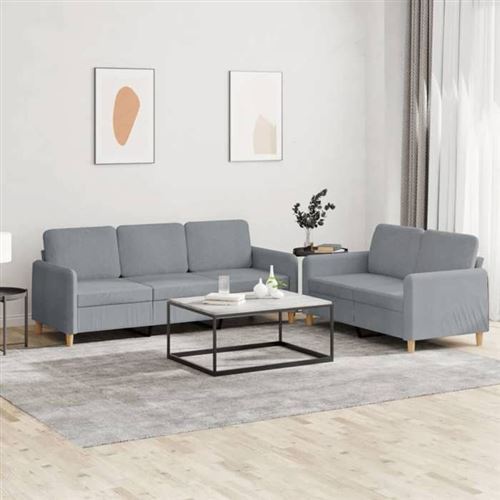 Non Communiqué Gris Vidaxl Ensemble De Canapés 2 Pcs Avec Coussins Clair Tissu