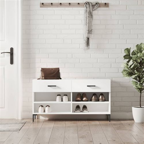 Vidaxl Blanc Banc À Chaussures 102X35x55 Cm Bois D Ingénierie - Image 2