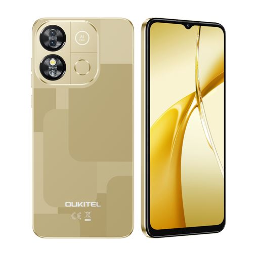 Smartphone Oukitel C57 Pro Or : 6.52 , 4Go+128 Go + 128Go(TF), 4300mAh, Android 14, Dual SIM 4G,Téléphone Portable-215g