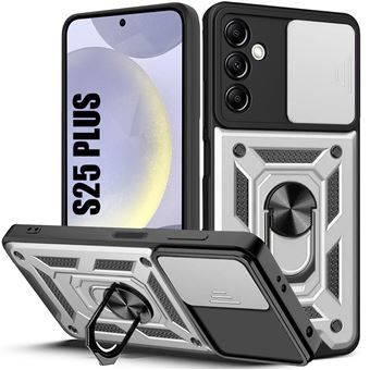Coque pour Samsung Galaxy S25 Plus (Galaxy S25+) Argenté - Antichoc Support Anneau Arrière Rigide Bordure Renforcée - BOOLING - 1