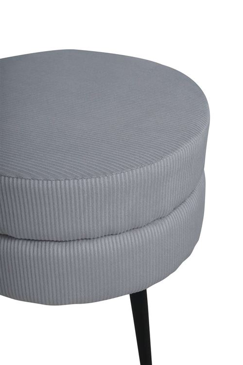 Venture Home Noir/Gris Pouf Pot 40X40x40 Cm Velours Côtelé Et Repose-Pieds, Ottoman,, Pouf D'assise - Image 2