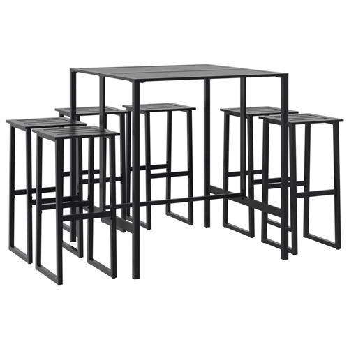 Non Communiqué Noir Ensemble De Bar De Jardin Vidaxl 7 Pièces Acier Enduit De Poudre