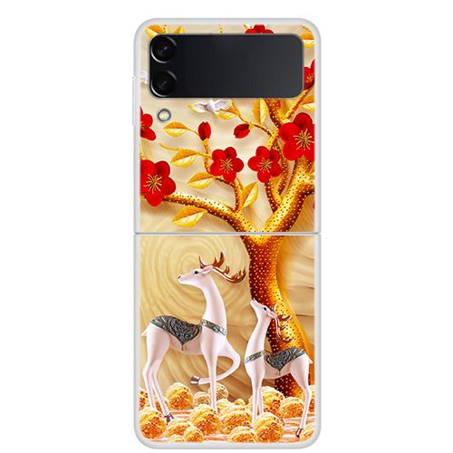 Coque Pour Samsung Galaxy Z Flip 3 Frusde Dessin Animé Peinture Multicolore-Cerf Sika