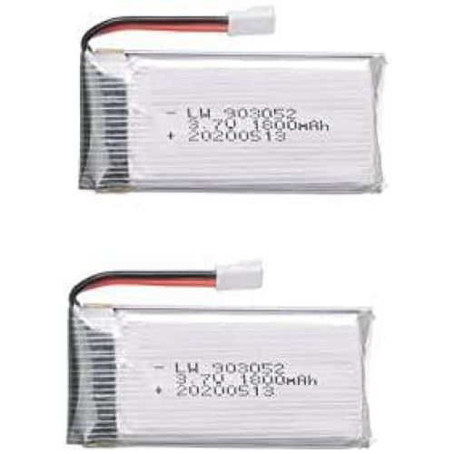 2 Pièces Batterie Lipo Rechargeable 3.7V 1800mAh Compatible avec KY601S, Série SYMA X5, WLtoys K989, Drone Design élégant, Facile à Installer, Argent