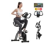 Vélo d'appartement Pliable 4 en1-X Bike-Corde de tension-Dossier et siège-16 niveaux de résistance magnétique-Hauteur réglable-APP-Domestique