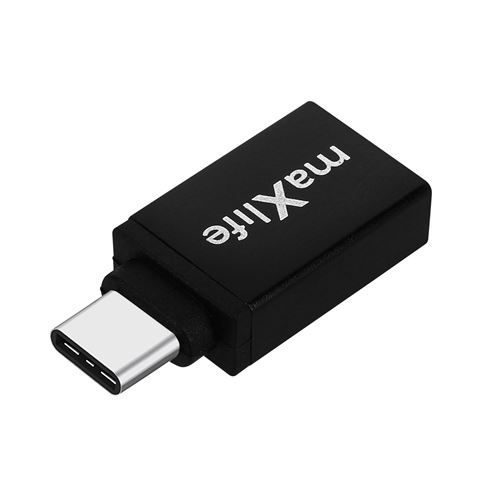 Adaptateur USB-A Femelle vers USB-C Mâle Ultra-compact Maxlife Noir