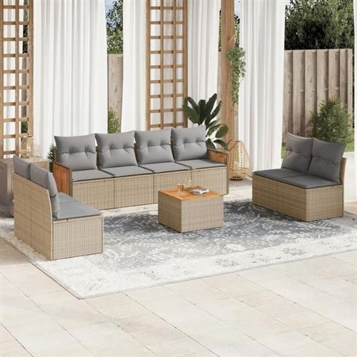 vidaXL - Salon de jardin modulable - 9 pièces - 8 personnes - Beige - Image 2