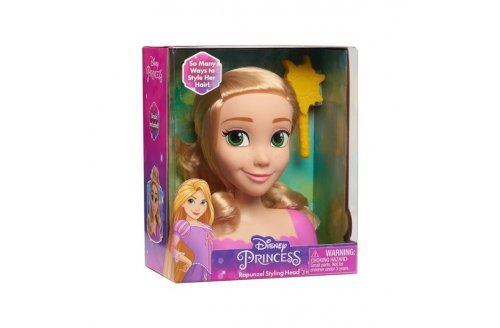 Tete a coiffer disney princesse raiponce 14 cm chevelure blonde - brosse incluse - jeu imitation coiffure - set jouet fille + carte