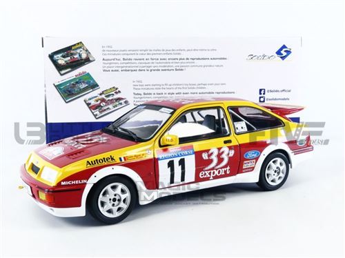 Voiture Miniature de Collection SOLIDO 1-18 - FORD Sierra Cosworth - Tour de Corse 1987 - Red / Yellow - 1806103 - Metal