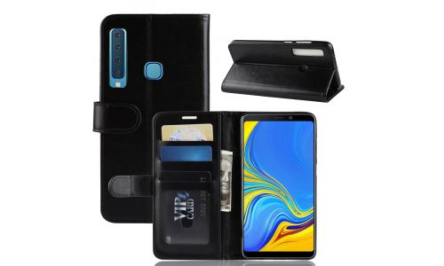 Etui portefeuille noir Galaxy A9 2018 rabat latéral articulé fonction