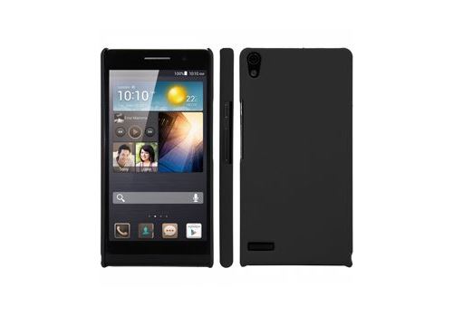Coque rigide Noire pour Huawei Ascend P6 aspect mat toucher rubber gomme