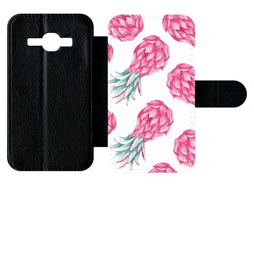 Etui Samsung Galaxy J1 Ananas Rose Fond Blanc