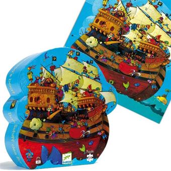 Puzzle enfant 5 ans Djeco Vaillant et le dragon 54 pièces boîte silhouette  puzzle histoire