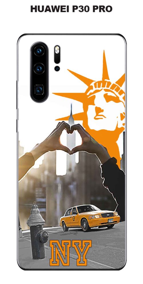 Coque Huawei P30 PRO design New York - Taxi jaune & texte