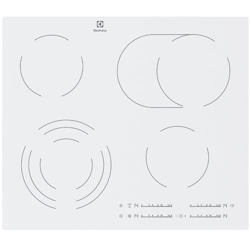 Electrolux SÉRIE 300 EHF6547IW1 - Vitrocéramique - 4 plaques de cuisson - Niche - largeur : 56 cm - profondeur : 49 cm - blanc - avec bord droit