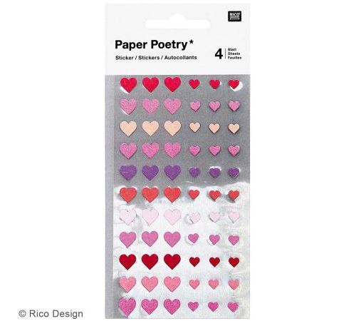 Mini stickers géométriques - Coeurs Roses - 4 planches