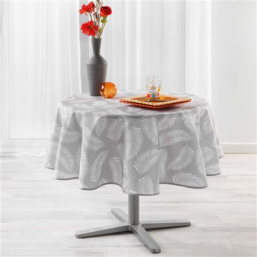 Nappe ronde (0) 180 cm antitache imprime lifette Gris