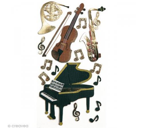 Sticker 3D - Instruments classiques x 16