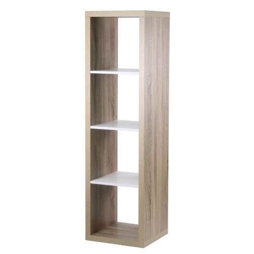 Étagère rectangulaire 4 cases coloris chêne intérieur blanc